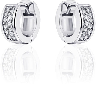 Gisser Jewels – Ohrringe – flaches Set mit Zirkonia mit Scharnier 12 mm – rhodiniertes Silber 925