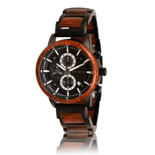 HOT&TOT | GOVERNOR WOODEN MEN'S WATCH | CHRONOGRAPHS | 44MM | SANDALWOOD | SILVER | STEEL