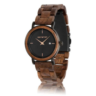 HOT&TOT | NYX HOLZ DAMENUHR | 32MM | ROSÉGOLD | WALNUSSHOLZ