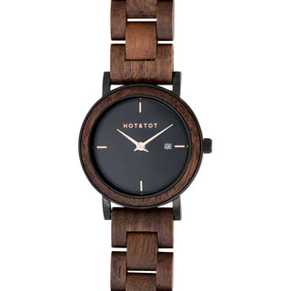 HOT&TOT | NYX HOLZ DAMENUHR | 32MM | ROSÉGOLD | WALNUSSHOLZ