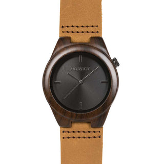 HOT&TOT | Pantera Castano| 38MM | Holzuhr mit braunem Lederarmband