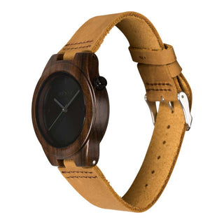 HOT&TOT | Pantera Castano| 38MM | Holzuhr mit braunem Lederarmband
