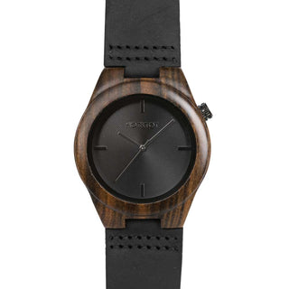 HOT&TOT | Pantera Nero | 38MM | Holzuhr mit schwarzem Lederarmband