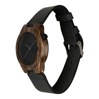 HOT&TOT | Pantera Nero | 38MM | Holzuhr mit schwarzem Lederarmband