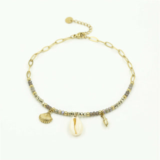 Michelle Bijoux anklet beach khaki/gold