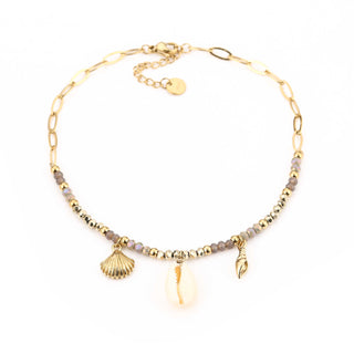 Michelle Bijoux anklet beach khaki/gold