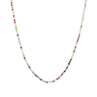 Michelle Bijoux Necklace multi stone rhinestone Silver