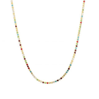 Michelle Bijoux Necklace multi stone rhinestone Gold