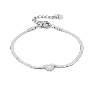 Michelle Bijoux Armband hart bewerkt slang ketting