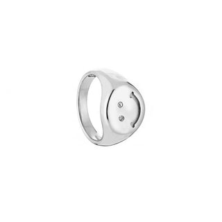 Michelle Bijoux Ring Zegel Smiley Witte Stenen (MAAT 16-18mm)
