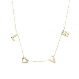 Michelle Bijoux Necklace Love Heart White Stones