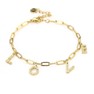 Michelle Bijoux Bracelet Love White Stones Gold