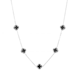 Michelle Bijoux Collier Necklace 5 Clovers black