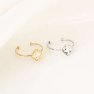 Michelle Bijoux Ring (Sieraad) Ring Klaver Witte Schelp (One Size)