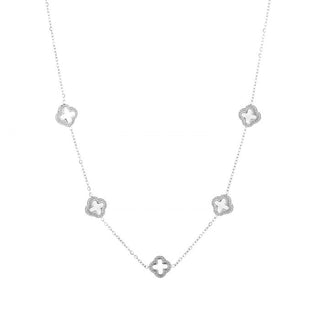 Michelle Bijoux Necklace 5 Clovers White Shell