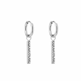 Bijoutheek Earrings tube white stones Silver