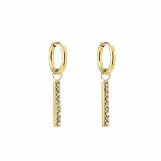 Bijoutheek Earrings tube white stones Silver
