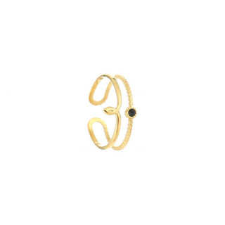 Michelle Bijoux Ring (Sieraad) Dubbel Met Steen (One Size)