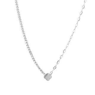 Michelle Bijoux Necklace Clover half rhinestone