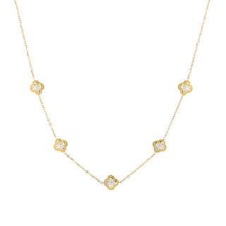 Bijoutheek Collier 5 Klavers Witte Stenen