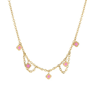 Michelle Bijoux Necklace Links Clovers Gold