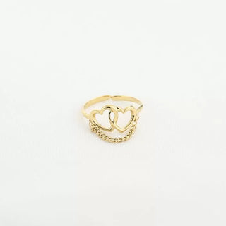 Bijoutheek Ring (Schmuck) 2 Herzen und Halskette