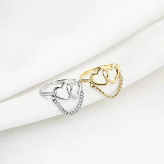 Bijoutheek Ring (Schmuck) 2 Herzen und Halskette