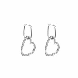 Michelle Bijoux Earrings Heart White Stones