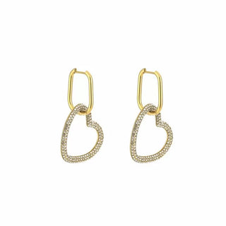 Michelle Bijoux Earrings Heart White Stones