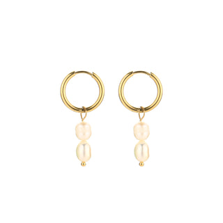 Michelle Bijoux Oorhangers Twee Zoetwater Parels