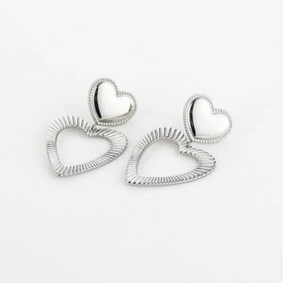 Koop silver Bijoutheek Ear Studs Two Hearts