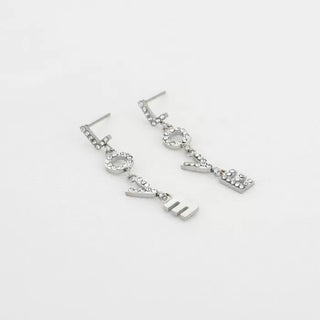 Koop silver Bijoutheek Stud Earrings Love White Stones