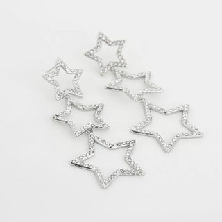 Koop silver Bijoutheek Ear Studs 3 Stars White Stones