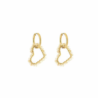 Kopen beige Bijoutheek Oorhangers Gekleurde Hartjes
