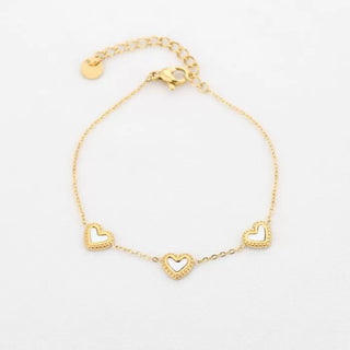 Bijoutheek Armband (Sieraad) Hartjes Witte Schelp