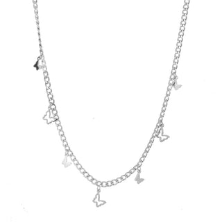 Kopen zilver Go Dutch Label Collier open dicht vlinder hangend