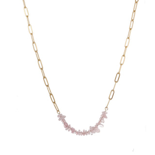 Go Dutch Label Necklace pink stones rose quartz Gold