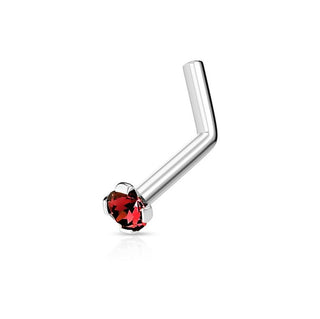 Kopen rood Neusstud Sterling Zilver met rond gekleurd kristal (1.5mm-2mm)