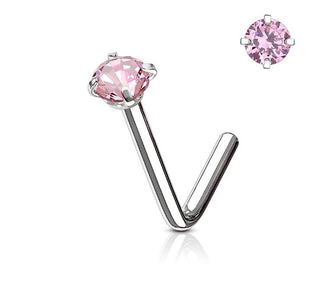 Neusstud Sterling Zilver met rond gekleurd kristal (1.5mm-2mm)