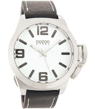 Oozoo Steel Watch black/white-OS010 (46mm)
