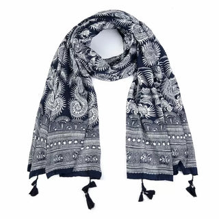 Bijoutheek Sjaal (Fashion) Tassels blauw (180 x 90cm)