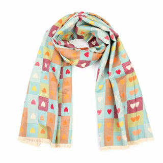 Koop blue Bijoutheek Scarf (Fashion) cubes hearts (80x180cm)