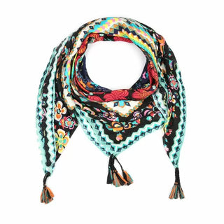 Kopen zwart Bijoutheek Sjaal (Fashion) Ibiza Motieven (130cm x 130cm)
