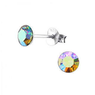 Silberner Ohrstecker, AB Swarovski-Kristall (3–5 mm)