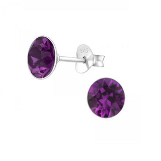 Silberner Ohrstecker, Amethyst-Swarovski-Kristall (3–8 mm)