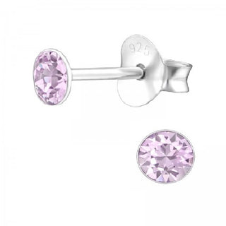 Silberner Ohrstecker, heller Amethyst-Swarovski-Kristall (6–8 mm)