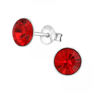 Silberner Ohrstecker, Light Siam Swarovski-Kristall (3–8 mm)