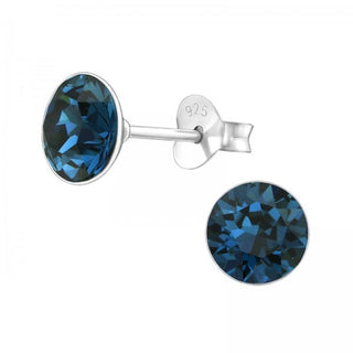 Silberner Ohrstecker, Montana Swarovski-Kristall (6–8 mm)