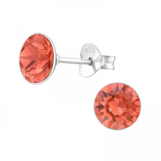 Silberner Ohrstecker, Padparadscha-Swarovski-Kristall (6-8 mm)