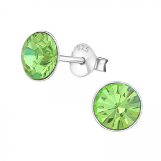 Silberner Ohrstecker, Peridot-Swarovski-Kristall (3-8 mm)